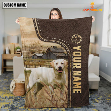 Joycorners Personalized Name Labrador Retriever Leather Pattern Blanket