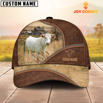 Joycorners Charolais Zipper Leather Pattern Customized Name Cap