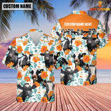 Joycorners Holstein Hibiscus Floral Custom Name 3D Hawaiian Shirt