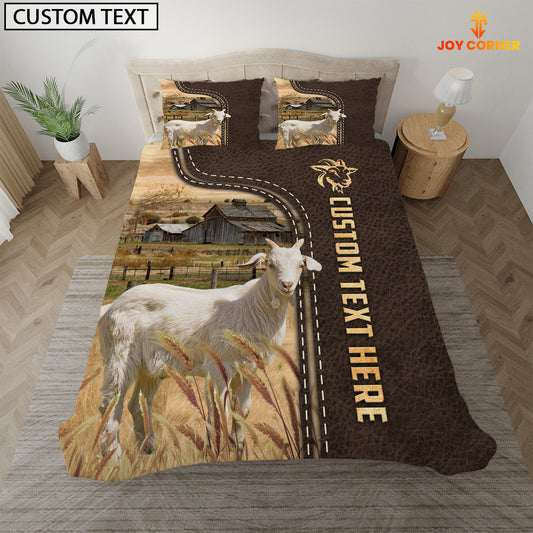 Joycorners Goat Custom Text Leather Pattern Bedding Set