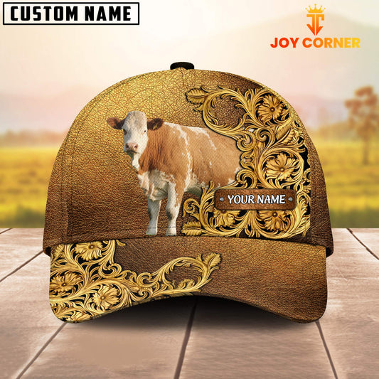 Joycorners Simmental Pattern Customized Name 3D Yellow Cap