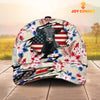 Joycorners Black Angus American Flag Flowers Pattern Cap