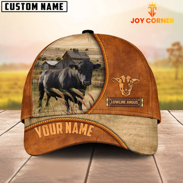 Joycorners Custom Name Lowline Angus Leather Pattern Cap