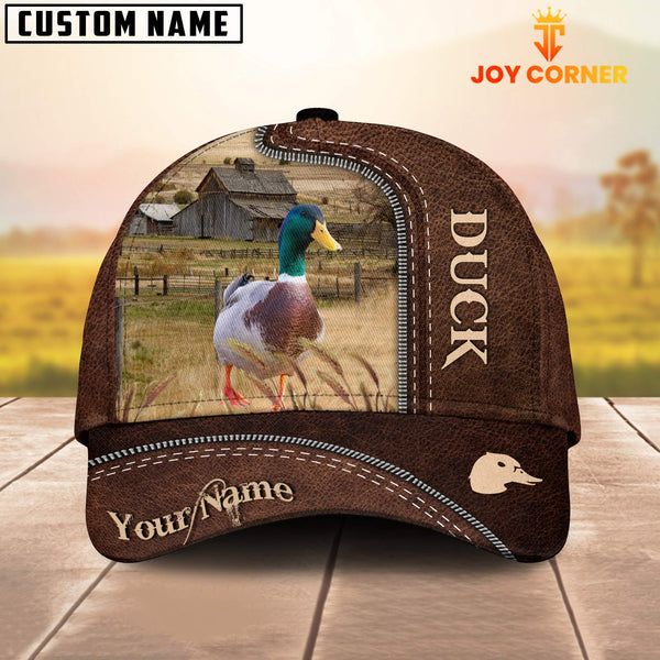 Joycorners Duck Customized Name Leather Pattern Cap