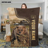 Joycorners Personalized Name Bear Leather Pattern Blanket