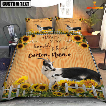 Joycorners Goat Stay Humble And Kind Custom Name Bedding Set