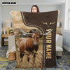 Joycorners Personalized Name Texas Longhorn Leather Pattern Blanket