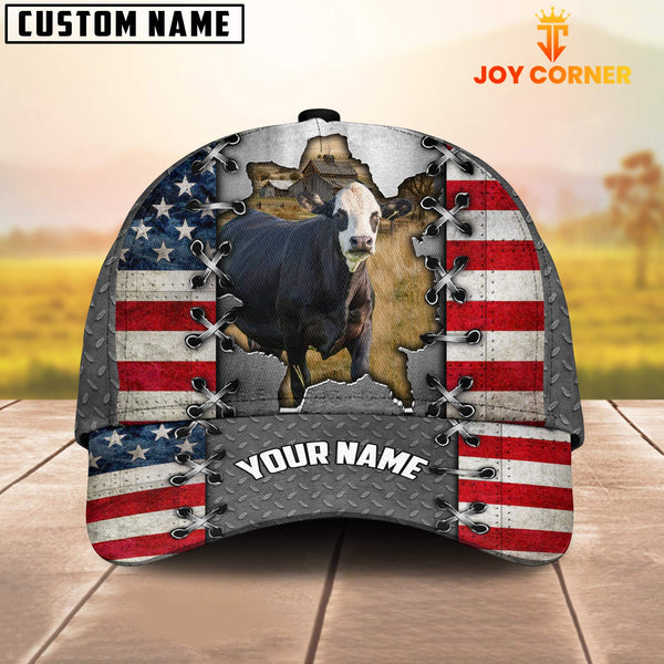 Joycorners Black Baldy Customized Name US Flag Cap