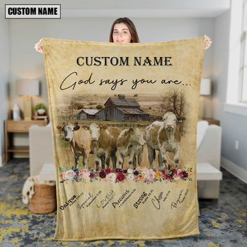 God Says You Are - Joycorners Personalized Name Fleckvieh Blanket