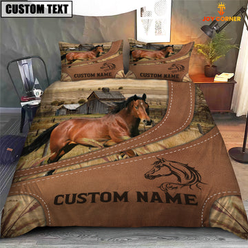 Joycorners Custom Name Horse On Farm Bedding Set