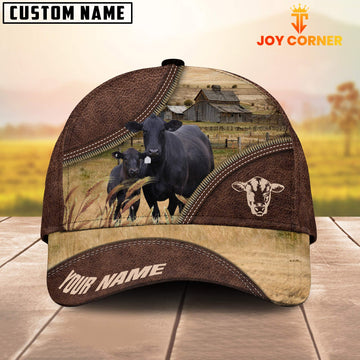 Joycorners Black Angus On The Farm Customized Name 3D Brown Cap