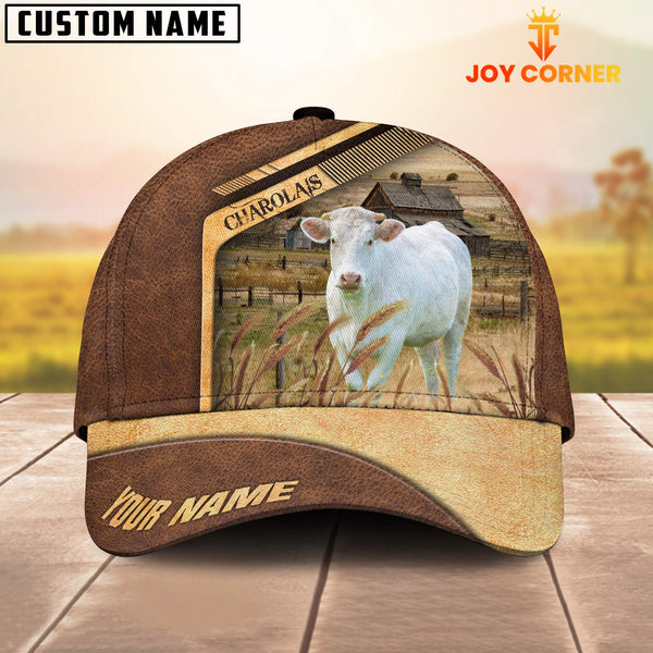 Joycorners Charolais Cattle Customized Name Brown Farm Cap