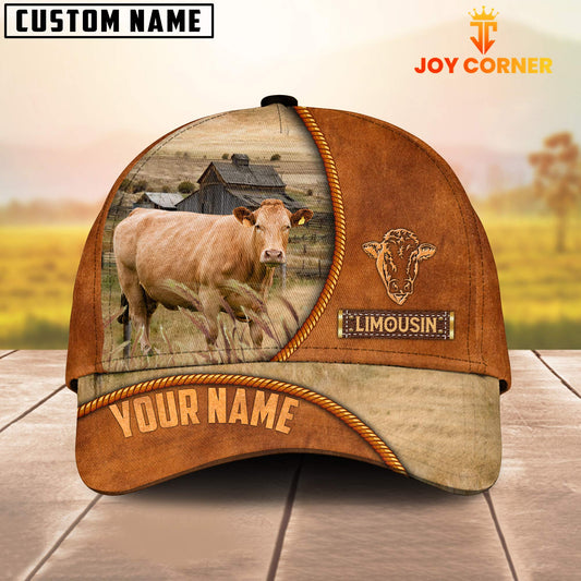 Joycorners Custom Name Limousin Leather Pattern Cap