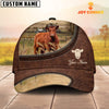 Joycorners Red Angus On The Farm Customized Name Leather Pattern Cap