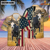 Joycorners Custom Name Black Baldy Cattle American Flag 3D Shirt