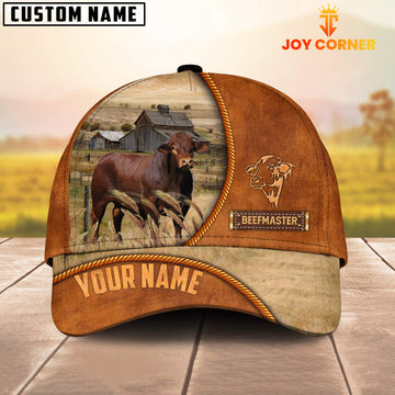 Joycorners Custom Name Beefmaster Leather Pattern Cap