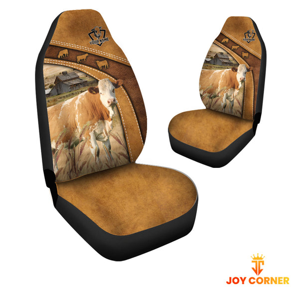 Joycorners Simmental Pattern Customized Name 3D Car Seat Cover Set (2PCS)