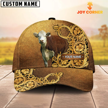 Joycorners Hereford Pattern Customized Name 3D Yellow Cap