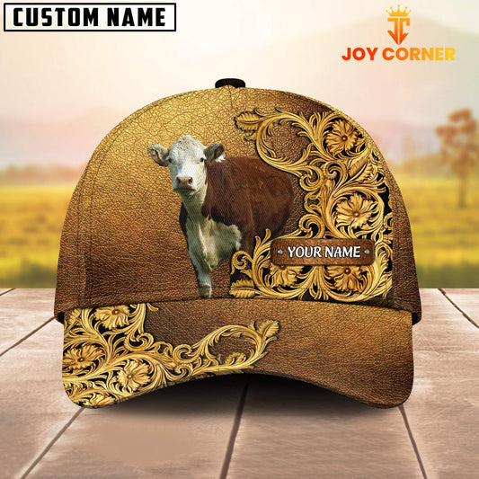 Joycorners Hereford Pattern Customized Name 3D Yellow Cap