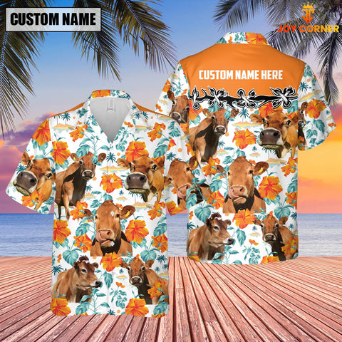 Joycorners Jersey Hibiscus Floral Custom Name 3D Hawaiian Shirt