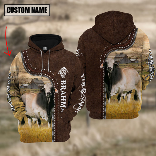 Joycorners Brahman Farming Leather Pattern Personalized 3D Hoodie