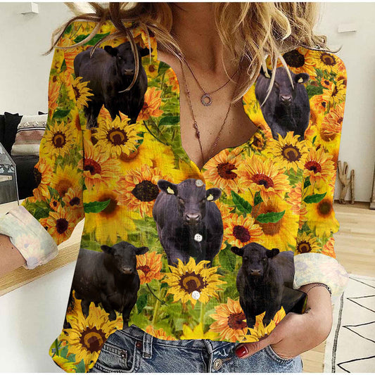 Joycorners Sunflowers Black Angus Casual Shirt