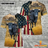 Joycorners Custom Name Dexter Cattle American Flag 3D Shirt