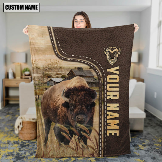 Joycorners Personalized Name Buffalo Leather Pattern Blanket