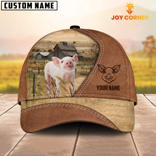 Joycorners Pig Customized Name Brown Cap