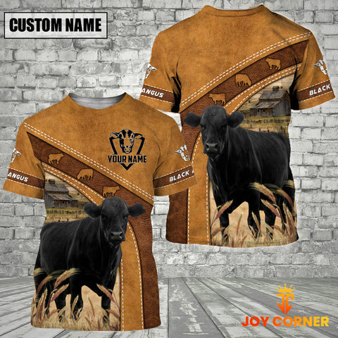 Joycorner Custom Name Black Angus Pattern T-Shirt