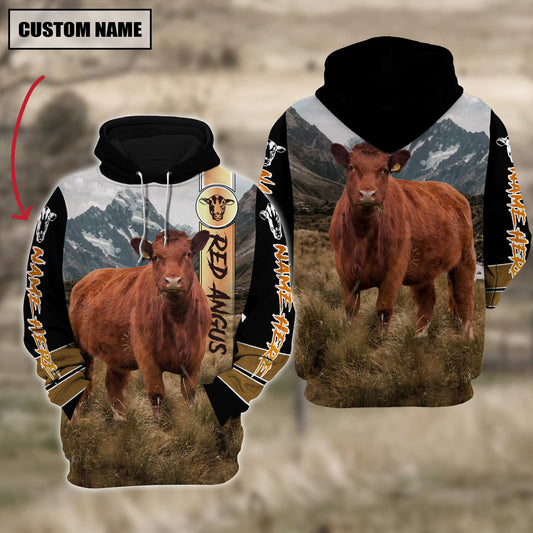 Joycorners Red Angus Cattle 3D Customized Hoodie