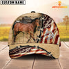 Joycorners Horse American Flag Custom Name Retro Cap