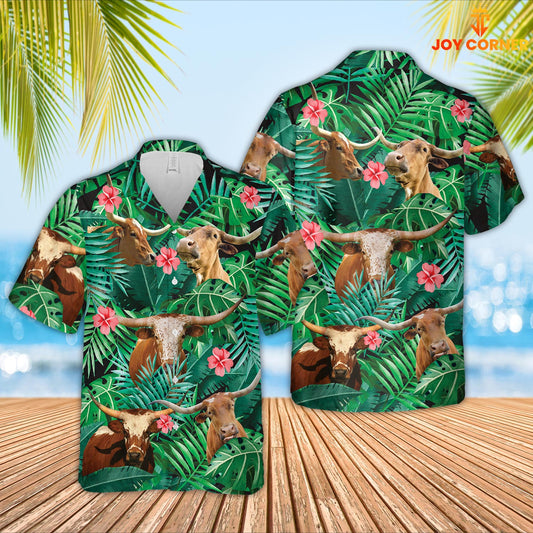 Joy Corners Texas Longhorn 3D Hawaiian Shirt