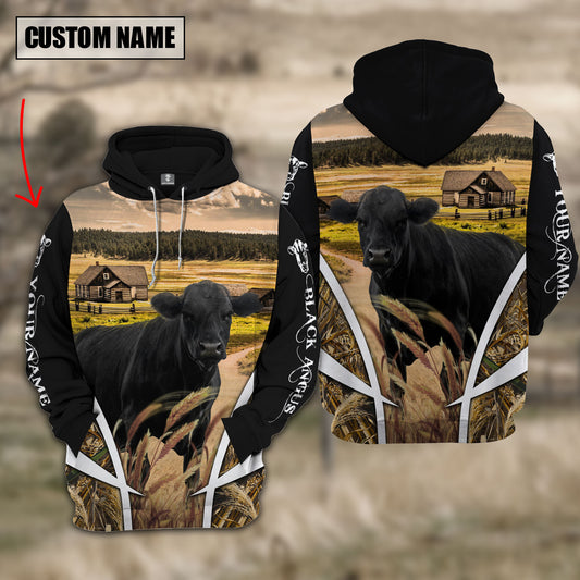 Joycorners Black Angus Custom Name Wheat Farm Hoodie