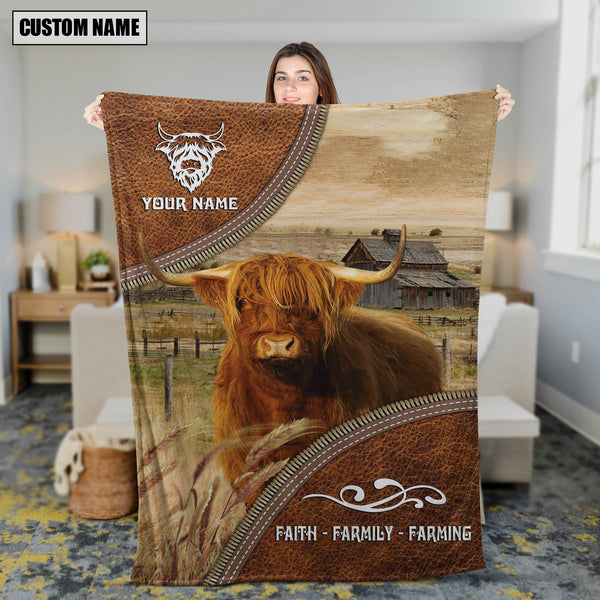 Joycorners Personalized Name Highland Faith Family Farming Blanket