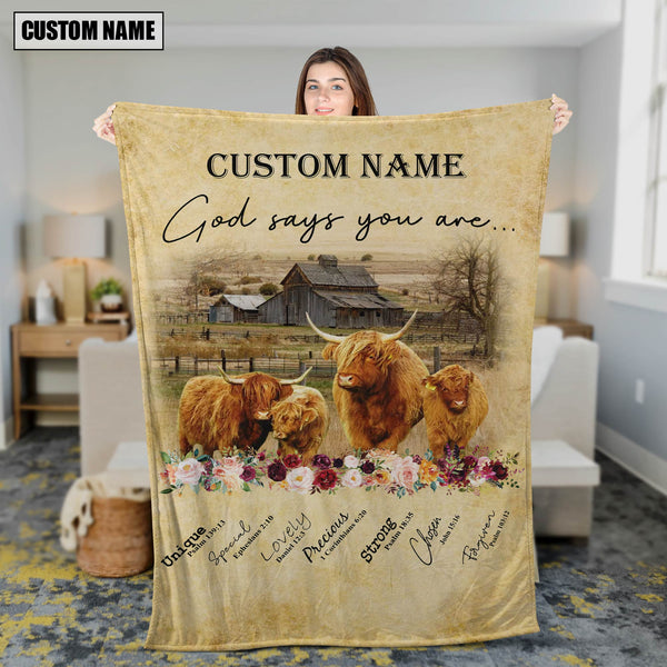God Says You Are - Joycorners Personalized Name Miniature Highland Blanket