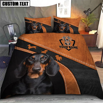Joy Corners Dachshund Brown Pattern Customized Name 3D Bedding Set