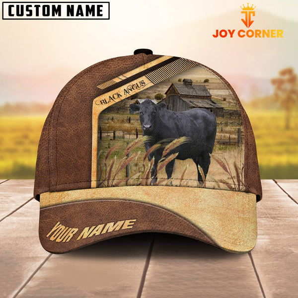 Joycorners Black angus Cattle Customized Name Brown Farm Cap