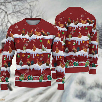 Joycorners Chicken Christmas Knitted Sweater