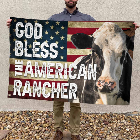 Joycorners God Bless The American Rancher Holstein Flag