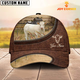 Joycorners Charolais No Horn On The Farm Customized Name Leather Pattern Cap