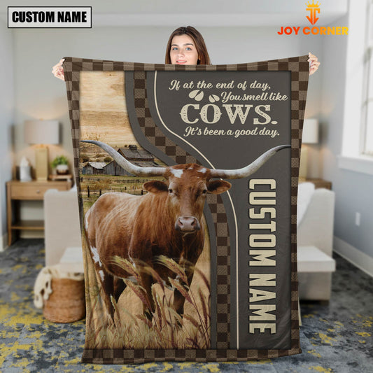 Joycorners Personalized Name Texas Longhorn A Good Day Blanket