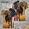 Joycorners Custom Name Beefmaster Cattle American Flag 3D Shirt