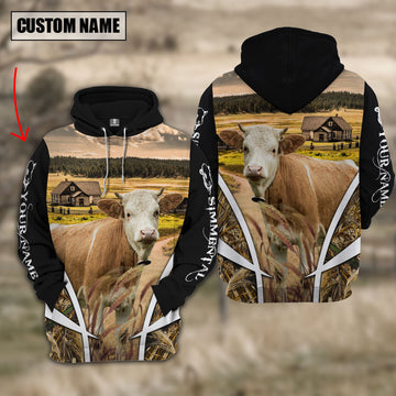 Joycorners Simmental Custom Name Wheat Farm Hoodie