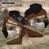 Joycorners Charolais Cattle Leather Pattern Farm Personalized 3D Hoodie