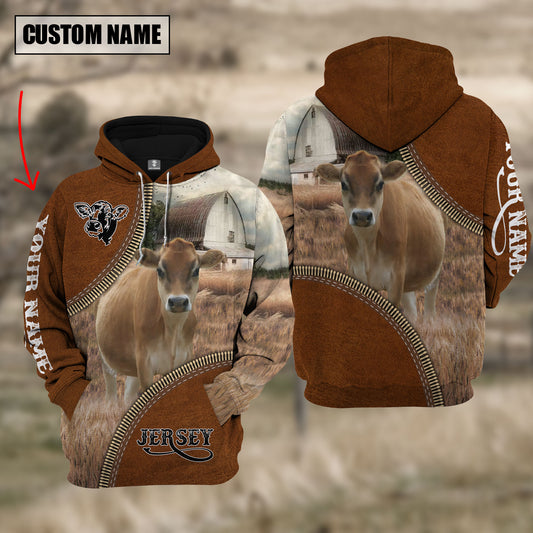 Joycorners Custom Name Jersey Cattle Leather Zipper  3D Hoodie