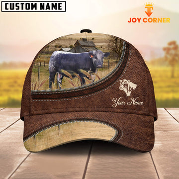 Joycorners Black Speckled Park On The Farm Customized Name Leather Pattern Cap