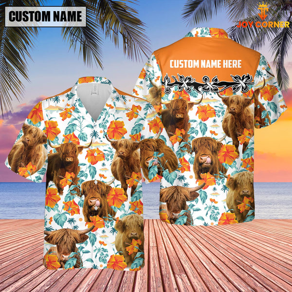 Joycorners Highland Hibiscus Floral Custom Name 3D Hawaiian Shirt