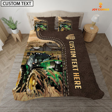 Joycorners Tractor Custom Text Leather Pattern Bedding Set