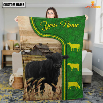 Joycorners Black Angus Green Farming Blanket Custom Name